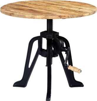 vidaXL Vidaxl - Mesa auxiliar madera de mango y hierro fundido 60x(46-63) cm