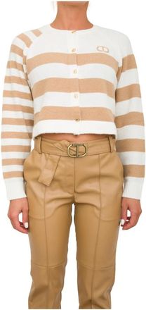 Twinset Beige Cardigan Sweater Damesmode - Dames - Vesten - Beige - M - Wol - Truien & Vesten
