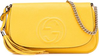 Gucci Pre-owned Womens Medium Leather Soho Chain Flap Crossbody - Gold - One Size