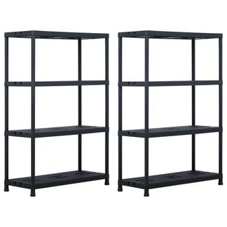 vidaXL Estanter&iacute;a De Pl&aacute;stico 2 Unidades 220 Kg 90x40x138 Cm Negro Vidaxl
