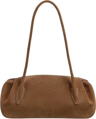 Yuzefi Tassen, unisex, Bruin, ONE Size, Leer, Oyster Schoudertas