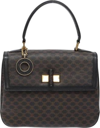 Celine Pre-owned Handbags, female, Black, Size: ONE SIZE Pre-owned Vintage Monogram Canvas Flap Handbag
