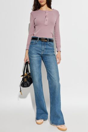 Chlo&eacute; Ribbed Fitted Top, Womens, Purple