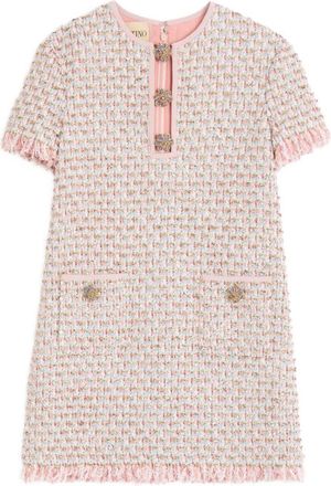 Valentino Womens Short Dress In Embroidered Ribbon Tweed