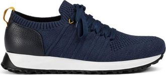 Doucal's Blue Knitted Snug Collar Contrasting Sole Sneakers
