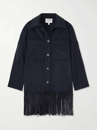 TWP Giacca In Cashmere Con Frange In Camoscio Midnight Cowboy - Blu
