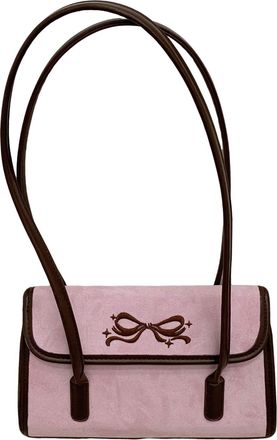 Generic Faux Suede Shoulder Bag Trendy Underarm Purse Top Handle Bag for Women (Pink)