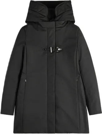 Fay Black Structured High Collar Toggle Coat