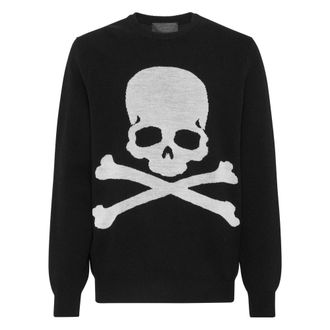 Philipp Plein Truien & Vesten, Heren, Zwart, M, Wol, Pullover Ronde Hals
