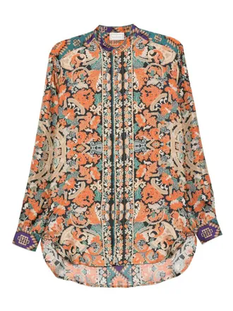 Pierre-Louis Mascia bedruckte Seidenhemd