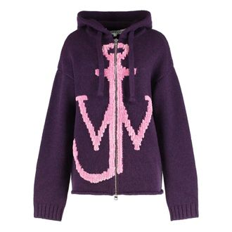 J.W.Anderson Zip-throughs, female, Purple, Size: S Hooded cardigan
