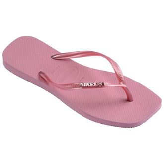 Havaianas Slim Square Logo Metallic Sandalen f&uuml;r Damen | rosa