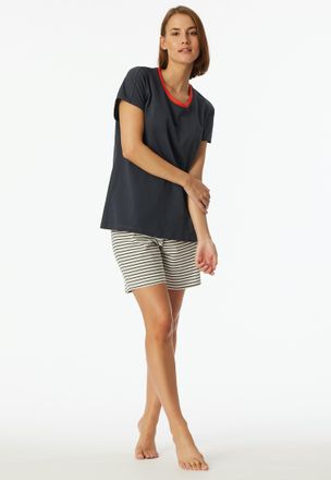 Schiesser Shorty SCHIESSER Casual Essentials, Damen, Gr. 46, grau (207, graphit), Single Jersey, Obermaterial: 100% Baumwolle, Basic kurz, Rundhals, Homewear-Se