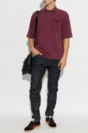 Dsquared2 Polo With Embroidered Logo, Mens, Burgundy