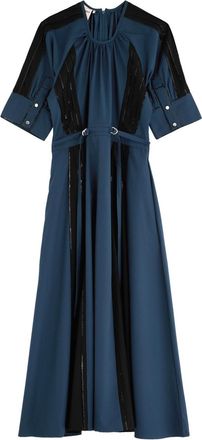 Love Birds Sequin-embellished Belted Midi Dress - Navy - M (UK12)