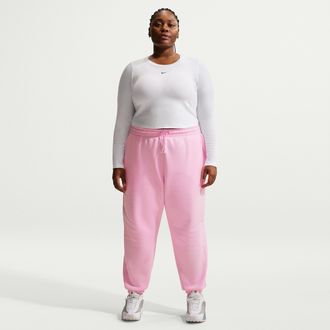 Nike Womens Nike Sportswear Phoenix Fleece High-Waisted Oversized Sweatpants (Plus Size) in Pink | FZ5998-663