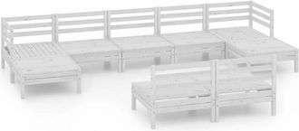 vidaXL Juego De Muebles De Jard&iacute;n 9 Pzas Madera Maciza De Pino Blanco Vidaxl