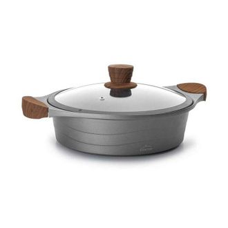 Lacor Padella Lacor bassa da cucina con coperchio in vetro Stilo, Realizzata in Fusione di Alluminio, &oslash; 28cm