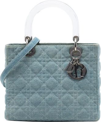 Dior Pre-owned Dior Medium Denim Cannage Acrylic Handles Lady Dior Ladies BHKQ7OK9JICBQJM5
