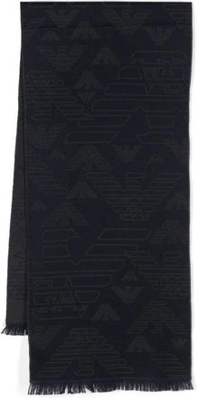 Emporio Armani Allover logo wollen sjaal - Heren - Wintersjaals - Blauw - ONE Size - Wol - Accessoires