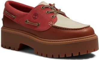 Timberland Stone Street Platform Boat Shoe in Rust Full Grain Medium Red at Nordstrom, Size 9.5