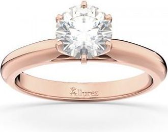 Allurez Six-Prong 14k Rose Gold Solitaire Engagement Ring Setting