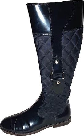 Burberry Black Quilted Leather & Nylon Boots Size 37