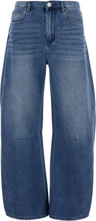 Pinko Blauwe Jeans met Bleekeffect - Dames - Loose Fit Jeans - Blauw - W29 - Katoen - Jeans