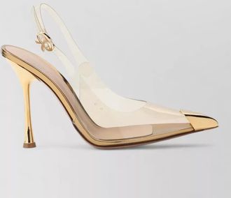 Gianvito Rossi transparent slingback pump gold detail design
