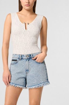 Philipp Plein Hot Pants Mini Roedge Women in Sky Wash at Nordstrom, Size 28