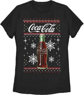 Coca Cola Ware Womens Coca Cola Christmas Bottle Snowflake Graphic T-Shirt in Black at Nordstrom, Size Xx-Large