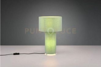 Trio Leuchten bale lampada da tavolo base illuminata e paralume tessuto verde h. 40CM 2 luci attaco E27