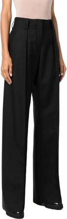 Ferragamo High-Waisted Wide-Leg Trousers - Black