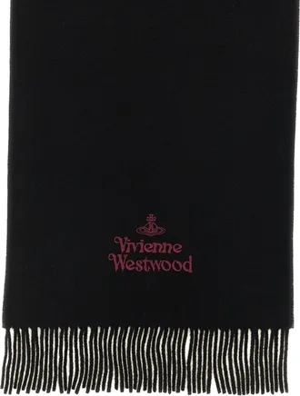 Vivienne Westwood Wool with Embroidered Orb Logo Scarf - Black