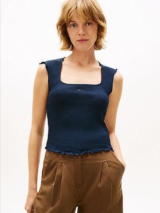 Tommy Hilfiger Camiseta de corte slim con escote cuadrado