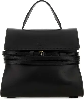 Moschino Black Nappa Leather Small Tie Me Handbag