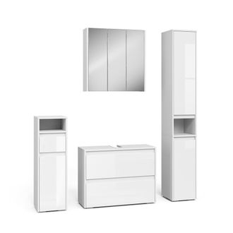 Vicco Conjunto De Muebles De Ba&ntilde;o Majest, Blanco/blanco Alto Brillo, 4 Partes, Vicco