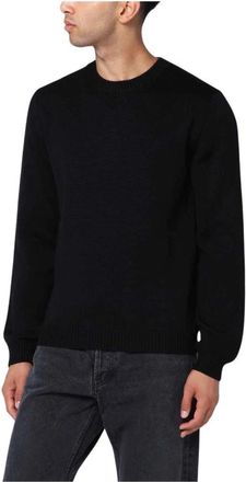 Roberto Collina Zwarte Sweater Maglia Girocollo - Heren - Ronde hals truien - Zwart - 2XL - Truien & Vesten