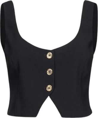 Pinko Kort Vest - Dames - Tops zonder mouwen - Zwart - 2XL - Polyester - Tops