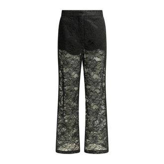 Sportmax Spxafoso Kant Wijde Broek - Dames - Broeken - Zwart - Maat: M Katoen