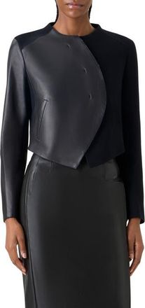 Akris Hynora Orbit Wool & Leather Jacket in Black at Nordstrom, Size 10