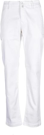 Jacob Cohen Bobby Slim Fit Trousers in Smooth White Stretch Denim