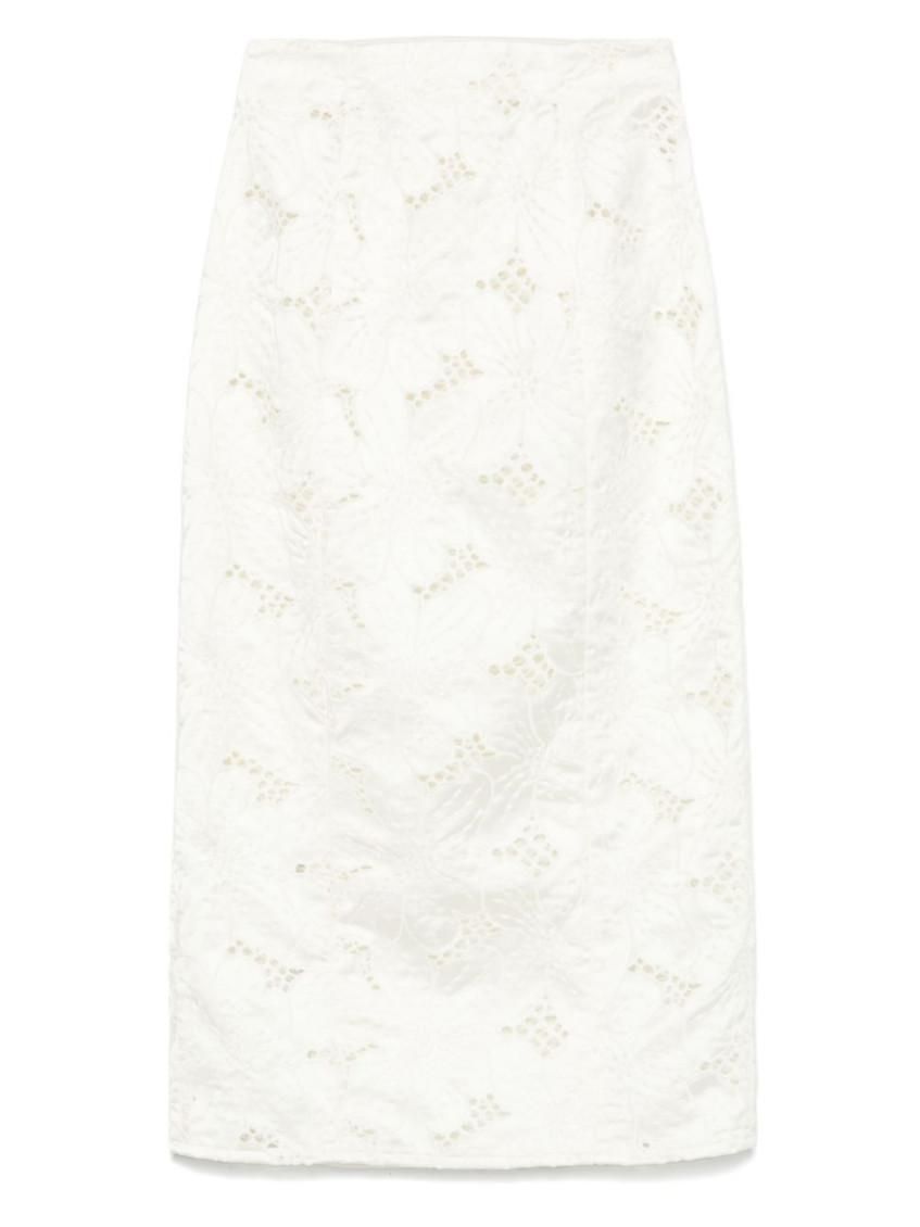 スカート MAX MARA ALCADE WIDE GABARDINE SKIRT Full gabardine skirt, white | 