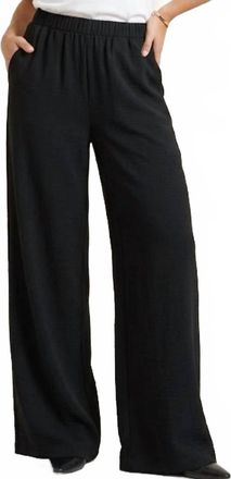 Moonlight Wide Legged Crepe Casual Pants In Black