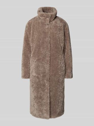 White Label Regular Fit Mantel aus Teddyfell mit Stehkragen in Taupe, Gr&ouml;&szlig;e 44
