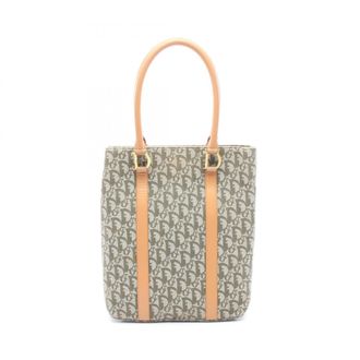 Dior Beige Green Canvas Leather Handbag Tote Bag (Pre-Owned)