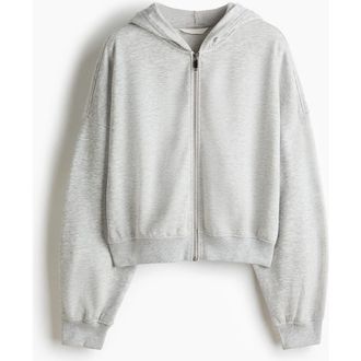 H&M Short Zip-through Hoodie in Light Gray Melange at Nordstrom, Size X-Small