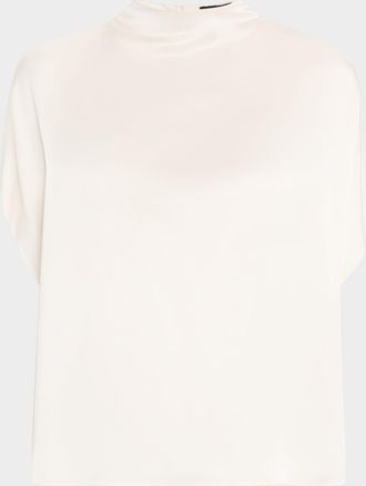 Sally Lapointe Mock-Neck Satin Cape T-Shirt
