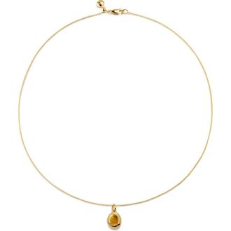 Monica Vinader Birthstone Locket Necklace in 18Ct Gold Vermeil /Citrine at Nordstrom