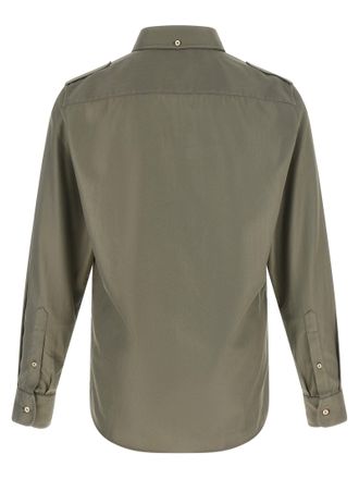 Brunello Cucinelli Chevron Cotton Shirt - Olive